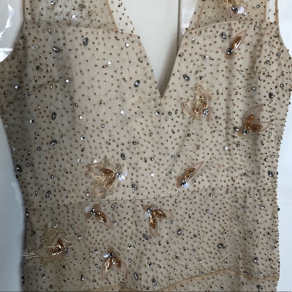 Elie Tahiri/NWT MARITZA dress. Sleeveless Midi in Neutral Tones Size US 6 - Picture 15 of 16